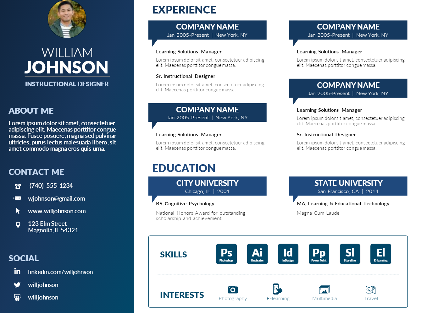 Free PowerPoint Visual Resume Template